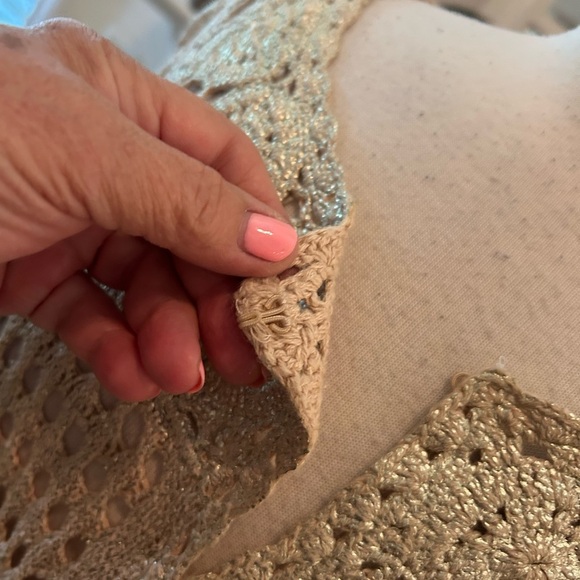 Chico's Creamy Gold Metallic Cardigan Sweater - Picture 3 of 8